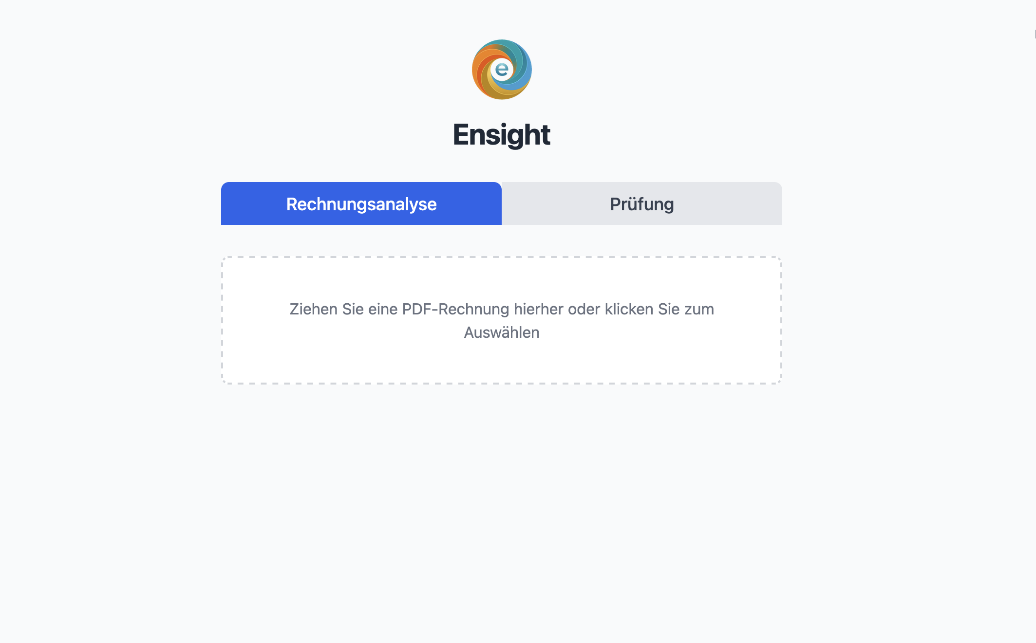 Rechnungsanalyse – Upload-Bereich